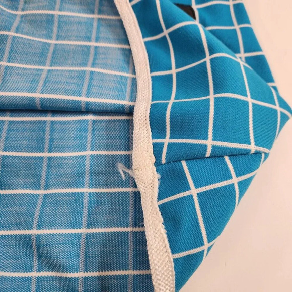 Girls Dress Blue Mod Check Pattern Black & White Collar 1970s 1960s Size 4-5 Vtg - Picture 8 of 13